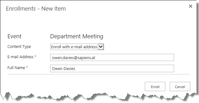Enroll event with email Enroll event with email