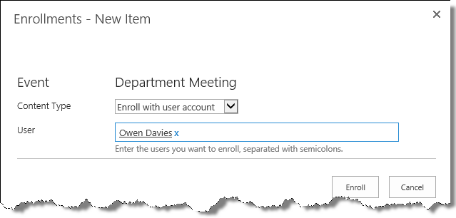 Enroll event with user account Enroll event with user account