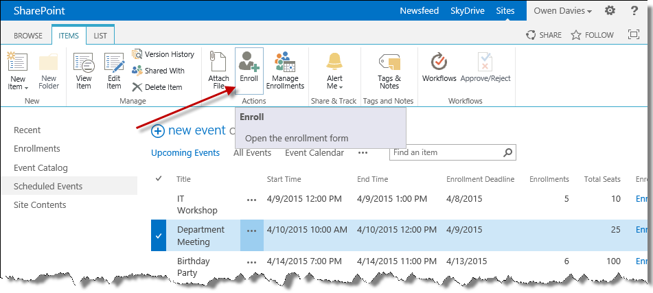 Enroll in event Enroll in event