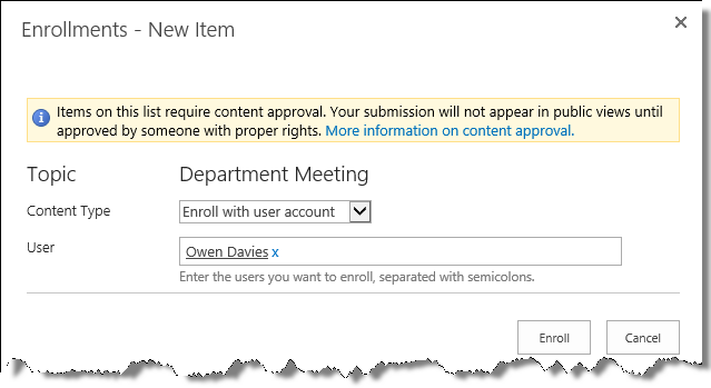 Enrollment content approval Enrollment content approval