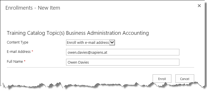 Enrollment topic email