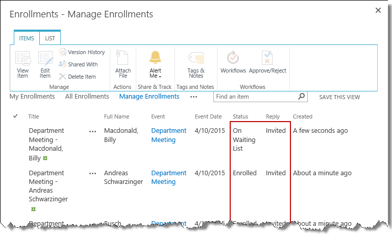 Manage enrollments window scheduled event Manage enrollments window scheduled event