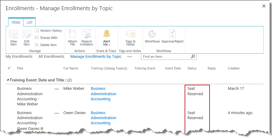 Manage topic enrollments