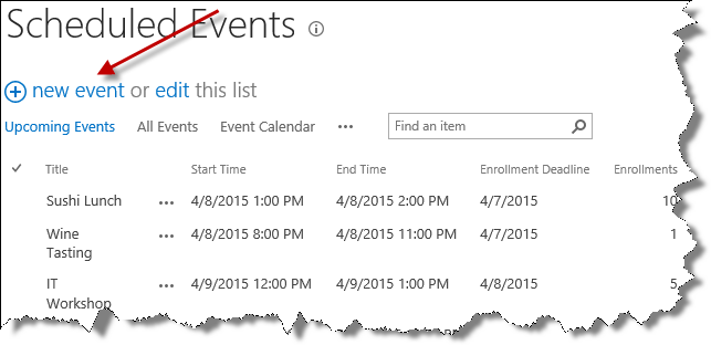 Scheduled Events Scheduled Events