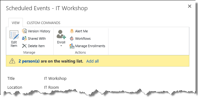 Persons on waiting list Persons on waiting list