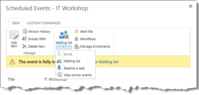 Waiting list dropdown