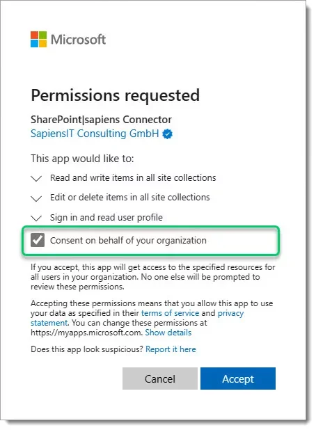 Admins can consent for users or on behalf of the whole organization