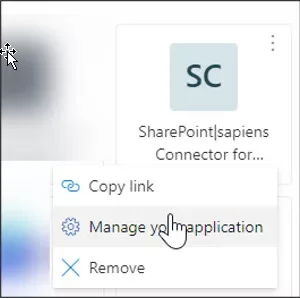 Click on Manage your application to see the details in myapps.microsoft.com