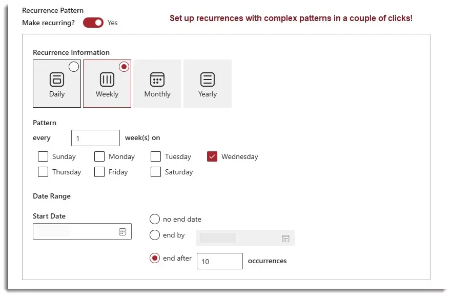 SharePoint recurring events