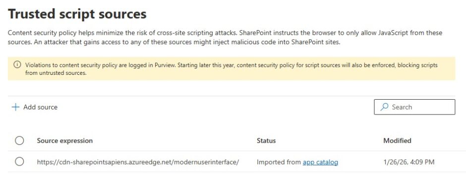 Trusted Script Sources