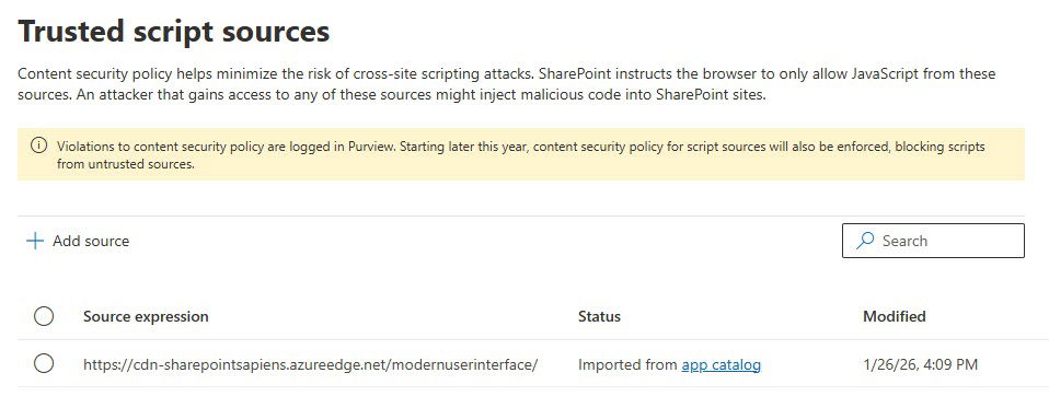 Prepare for Microsoft CSP enforcement — Required action for SharePoint|sapiens customers