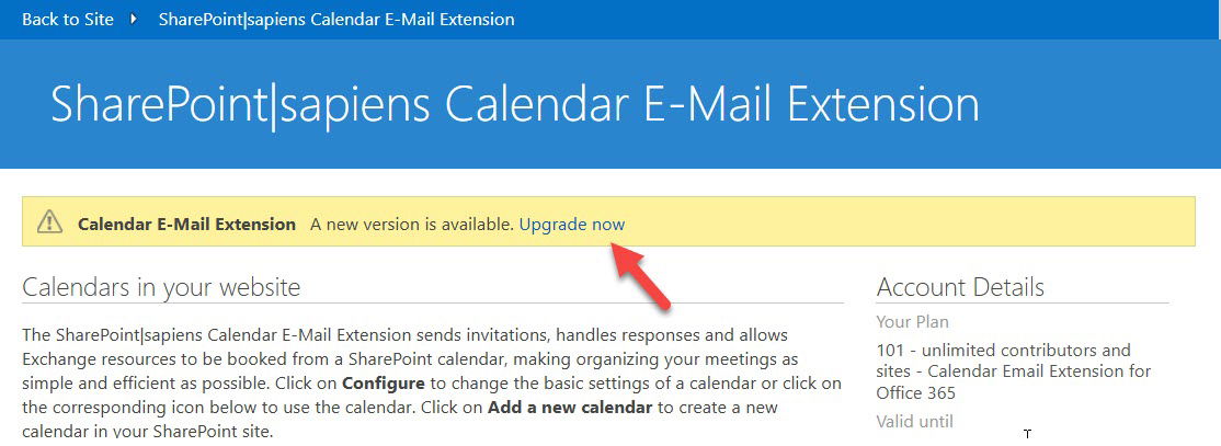 Upgrade notification